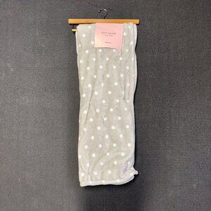 Kate Spade Light Gray White Polka Dot Plush Fleece Throw Blanket Grey 50 x 70
